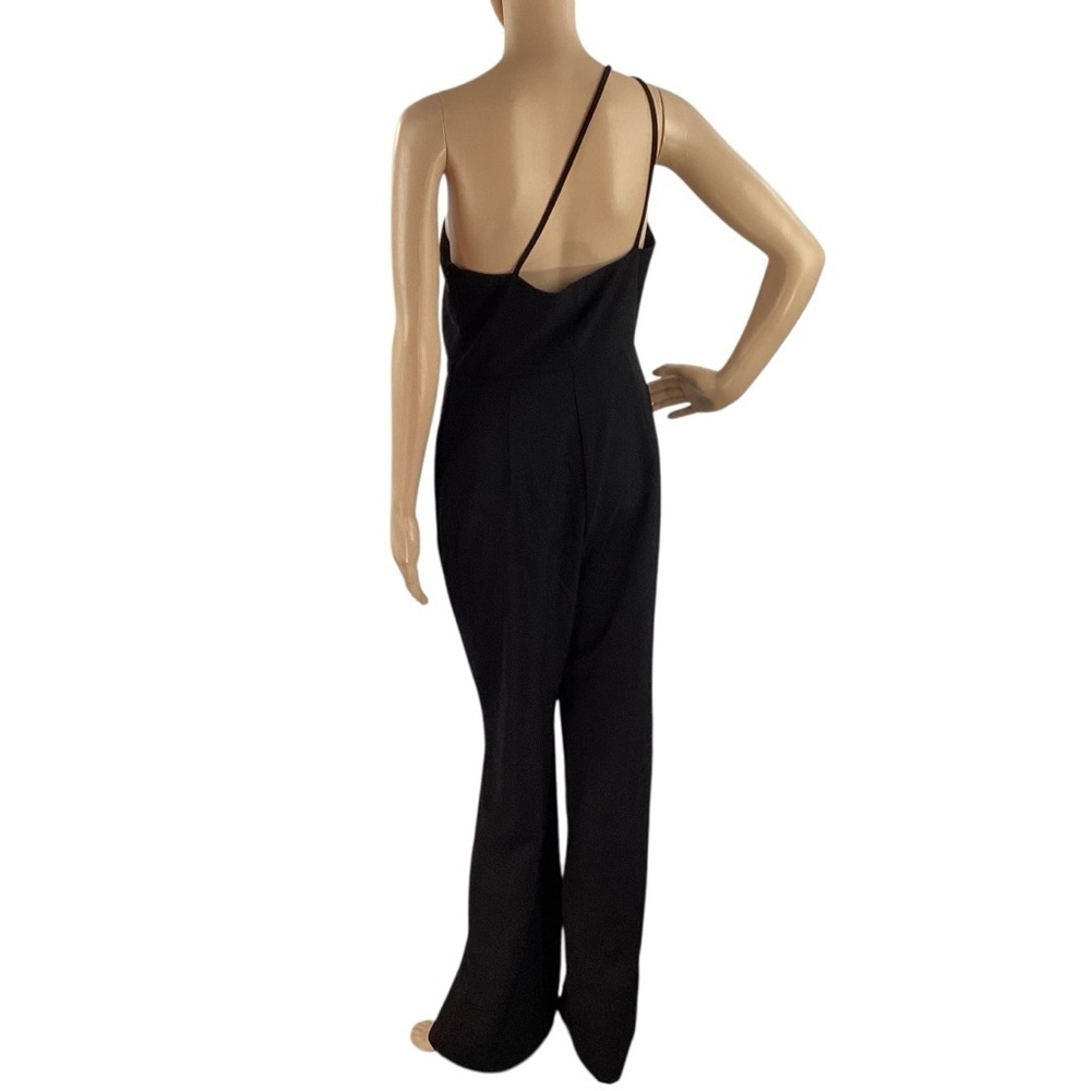 Line & Dot Vaughn One Shoulder Black Jumpsuit Ring Detail Size M - Picture 6 of 10